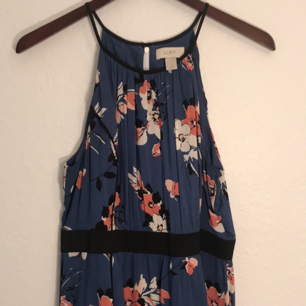 LOFT | Floral Blue Midi Dress
